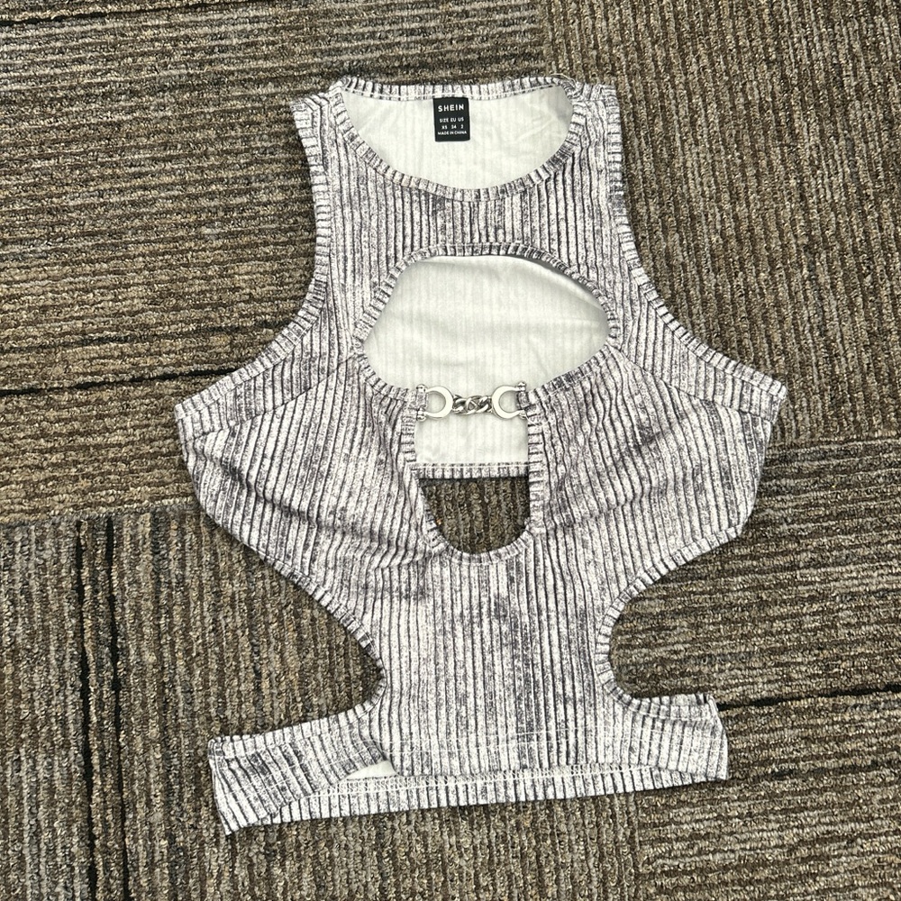 Women’s SHIEN Going Out Top in White/Black/Grey